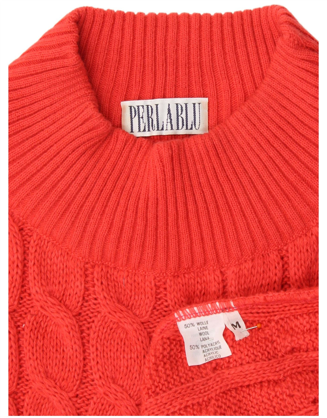 VINTAGE Femme Turtle Neck Jumper Pull UK 14 Laine Rouge Moyenne