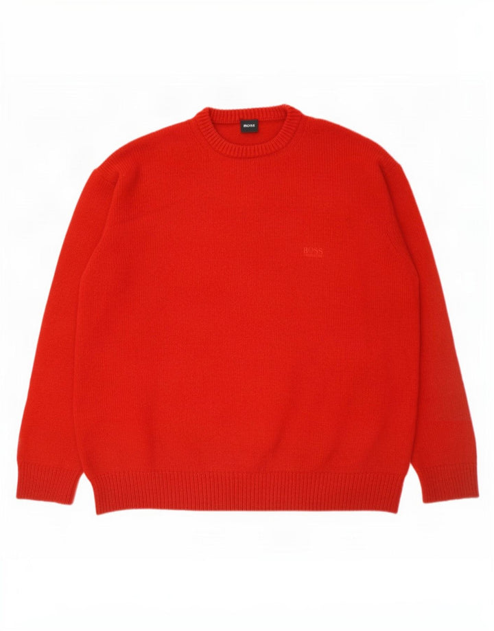 Hugo Boss Pull ras du cou pour homme EU 52 Grande laine rouge