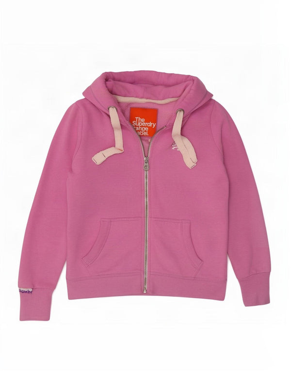 Superdry Pull à capuche zippé pour femme UK 14 Polyester rose moyen
