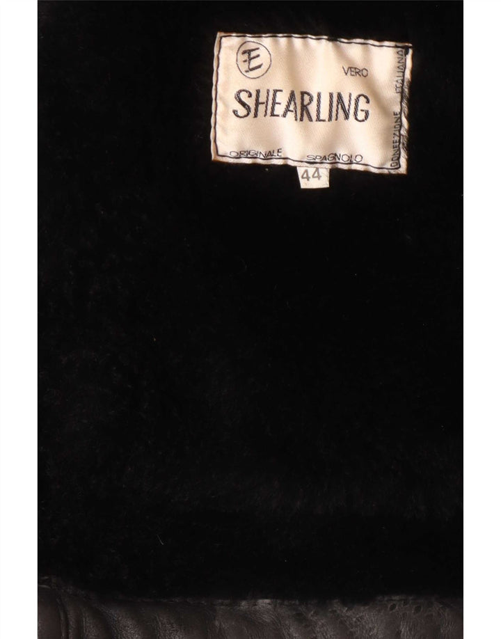 veste en peau de mouton homme vintage UK 44 2XL peau de mouton noire
