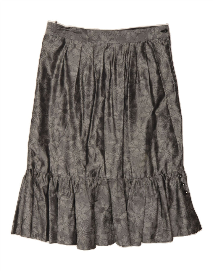 VINTAGE Womens Straight Skirt W32 Large Grey Floral Vintage Vintage and Second-Hand Vintage from Messina Hembry 