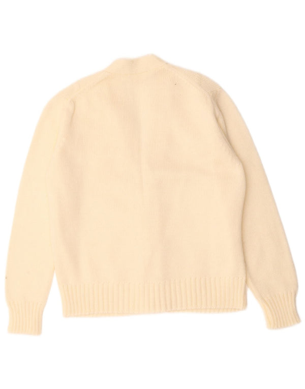 vintage Femme Cardigan Pull UK 14 Moyen Off White
