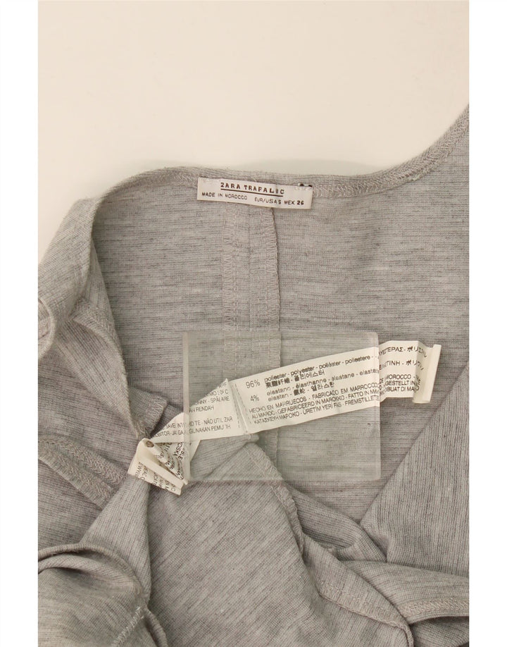 Zara Robe moulante sans manches pour femme UK 8 Petit Polyester Gris