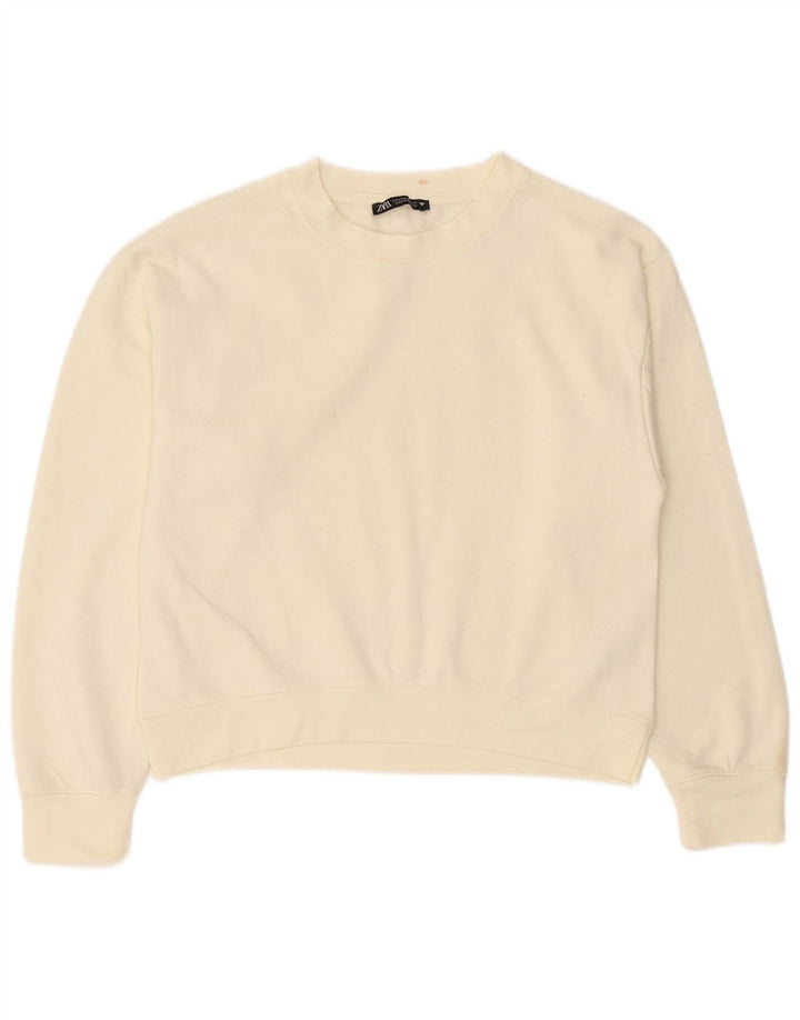 Zara Sweat-shirt pour femme UK 44 Medium Off White Polyester
