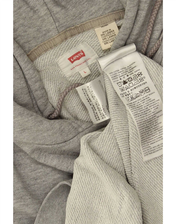 Levi's Pull à Capuche Graphique Homme Gris Coton Large