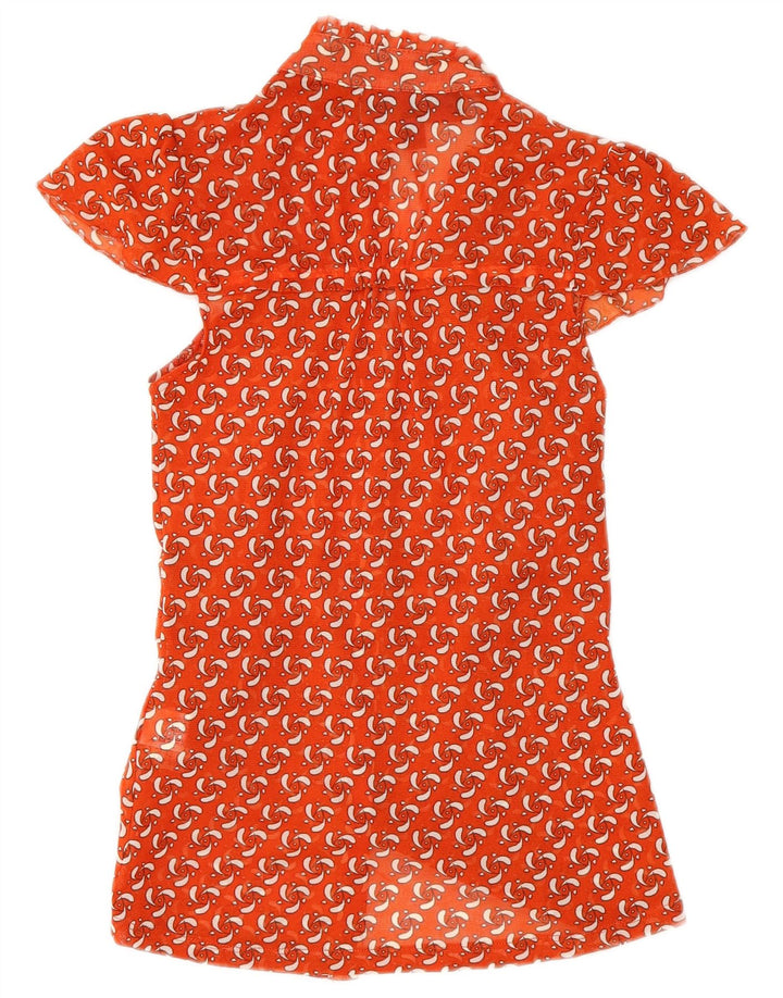Zara Chemisier à manches courtes pour femme Motif abstrait UK 8 Petit Orange