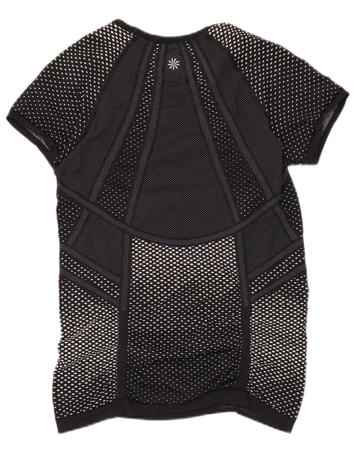 ATHLETA T-Shirt Femme Top UK 8 Petit Noir Tacheté Polyester