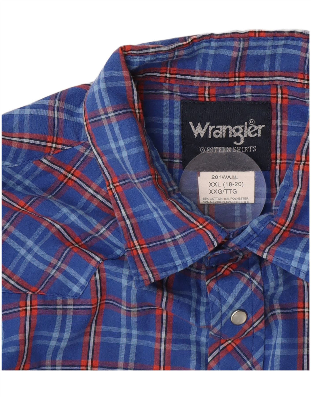 WRANGLER Chemise Garçon 15-16 ans 2XL Bleu à Carreaux Coton