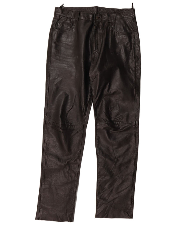 Pantalon droit en cuir Vintage pour hommes XL W38 L34 noir