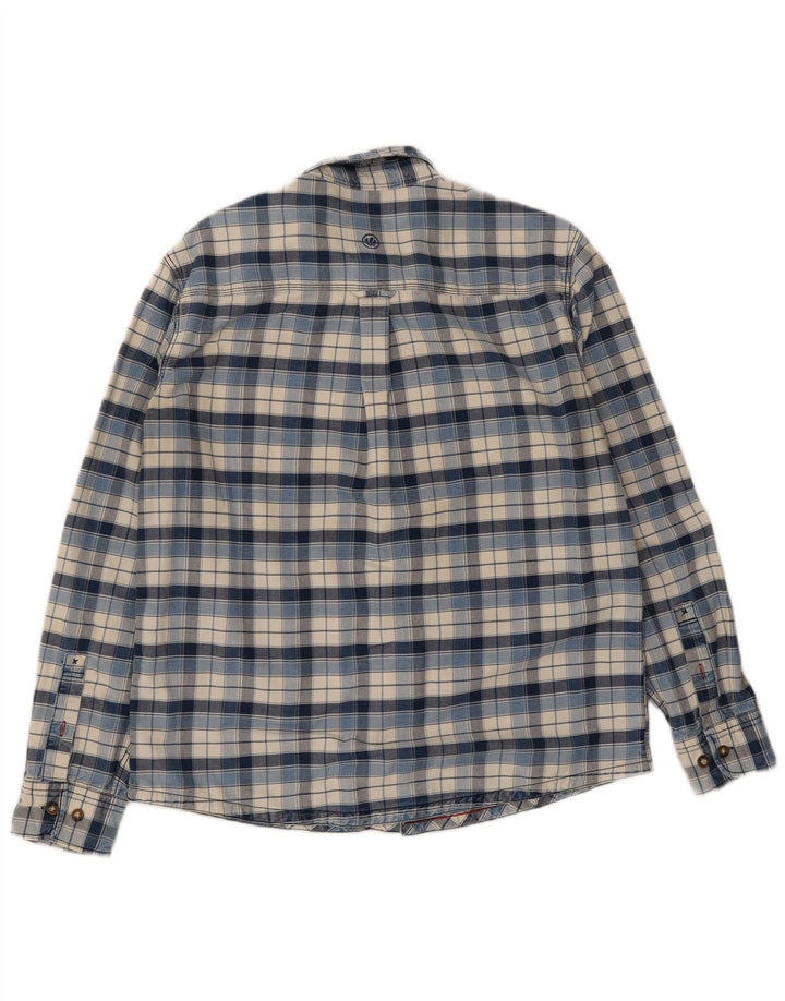 Fat Face Chemise en flanelle pour homme en coton à grands carreaux bleus