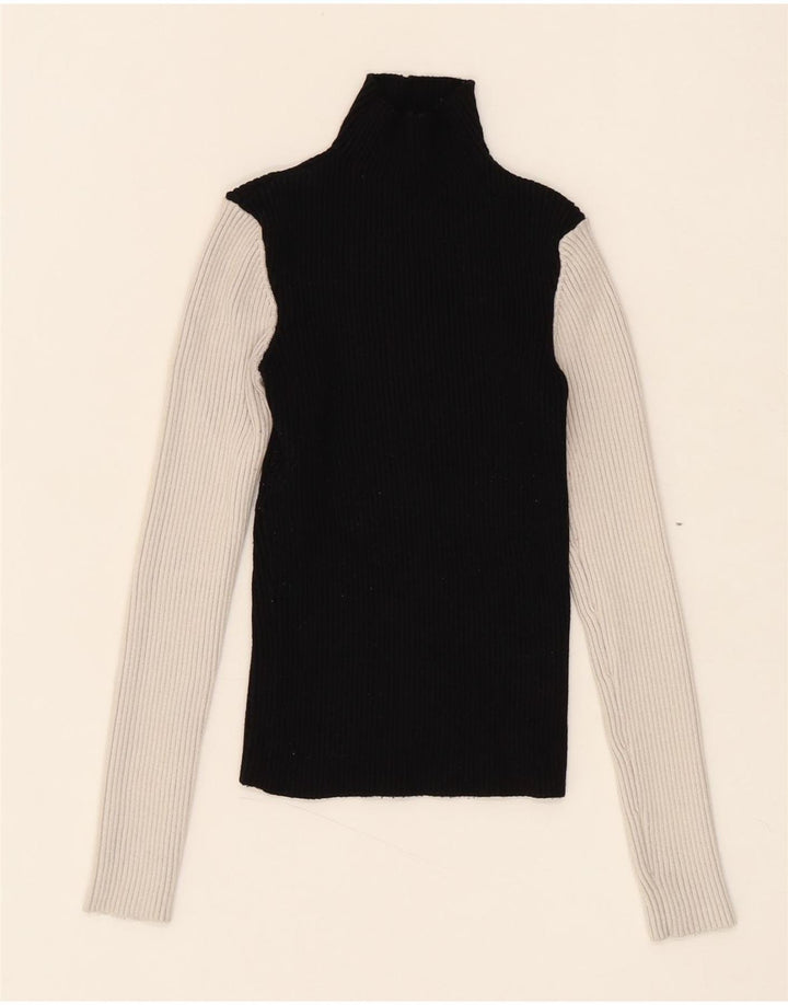 ZARA Womens Turtle Neck Jumper Sweater UK 8 Small Black Colourblock Vintage Zara and Second-Hand Zara from Messina Hembry 