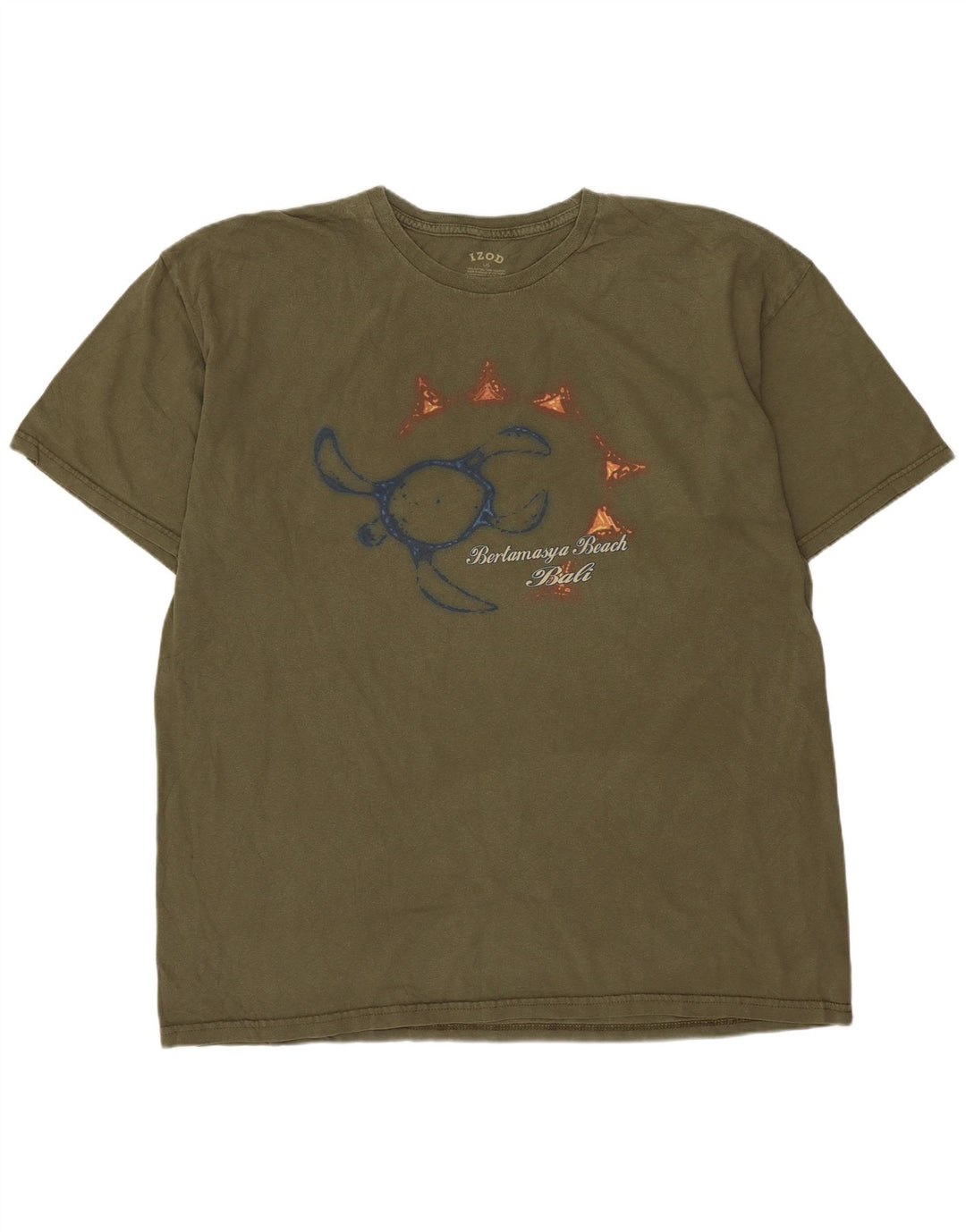 Izod T-Shirt Graphique Homme Haut Large Kaki Coton