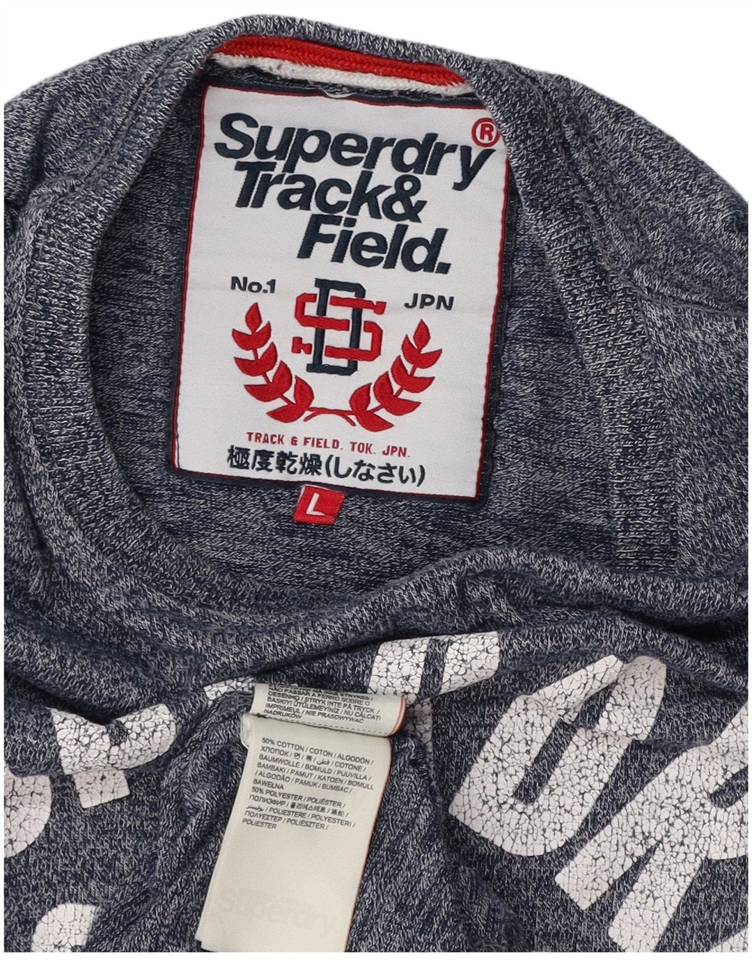 SUPERDRY T-Shirt Graphique Track & Field Homme Grand Bleu Moucheté Coton