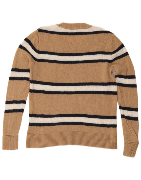 TOMMY HILFIGER Pull à col rond pour femme UK 12 Rayé beige moyen