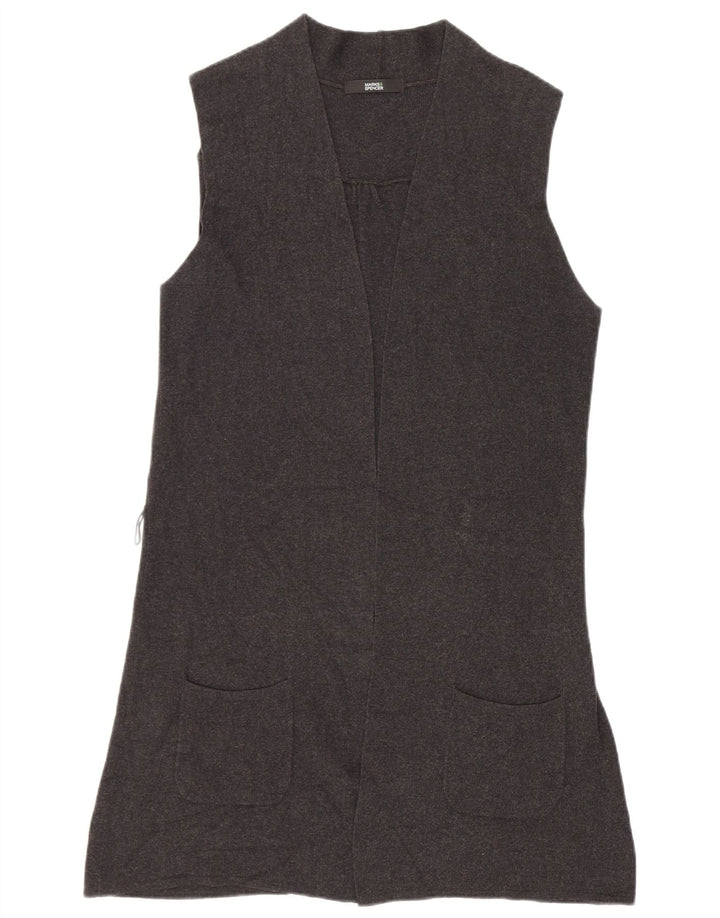 Marks & Spencer Pull cardigan sans manches pour femme UK 12 Gris moyen