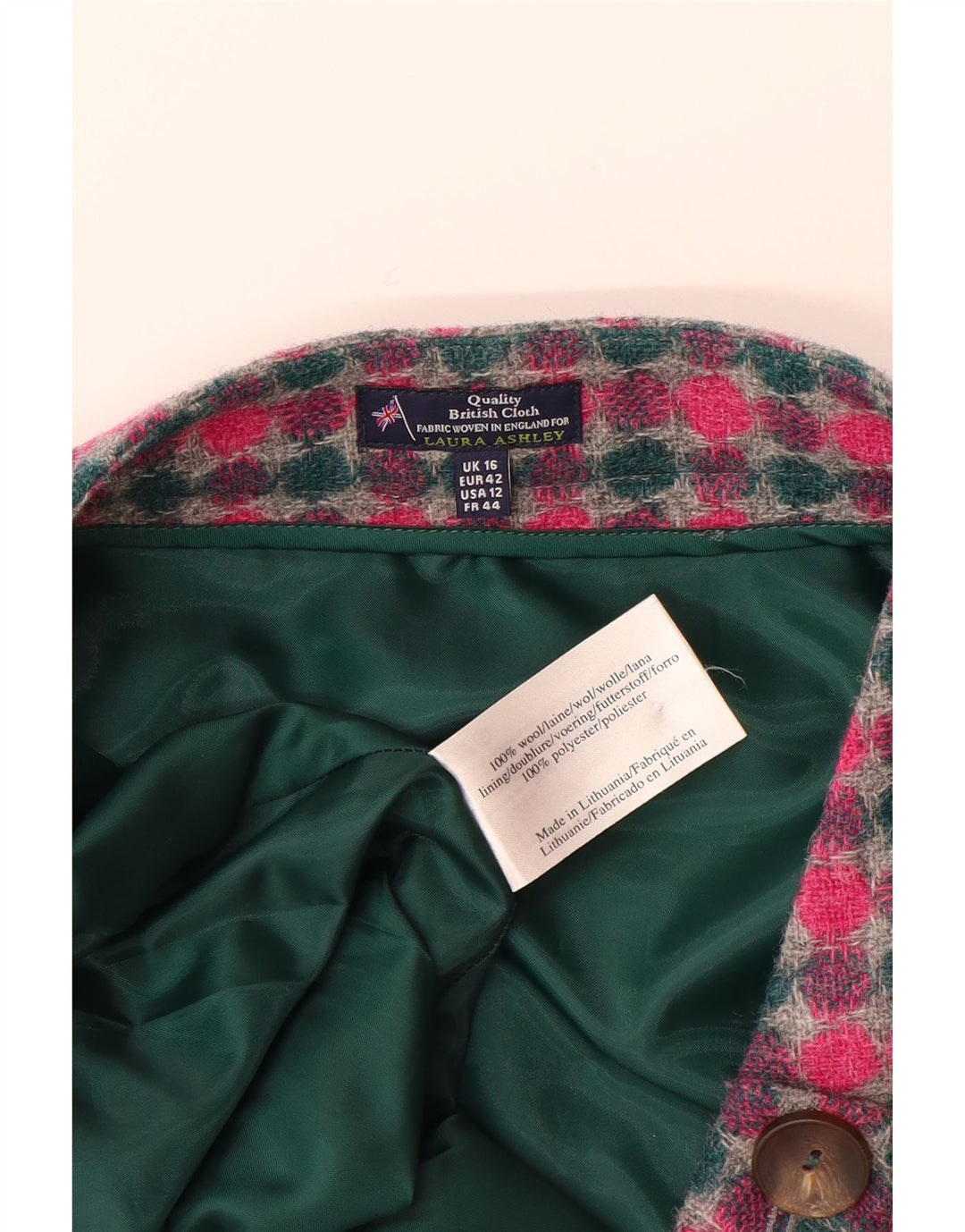 LAURA ASHLEY Mini jupe femme UK 16 Large W36 laine tachetée multicolore