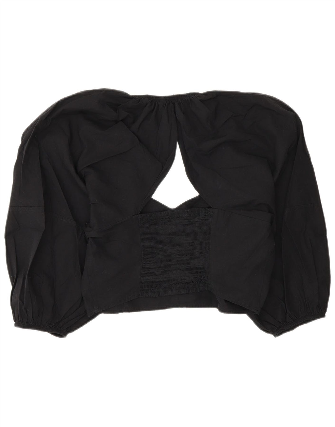 Zara Womens Crop Blouse Top UK 14 Grand Noir