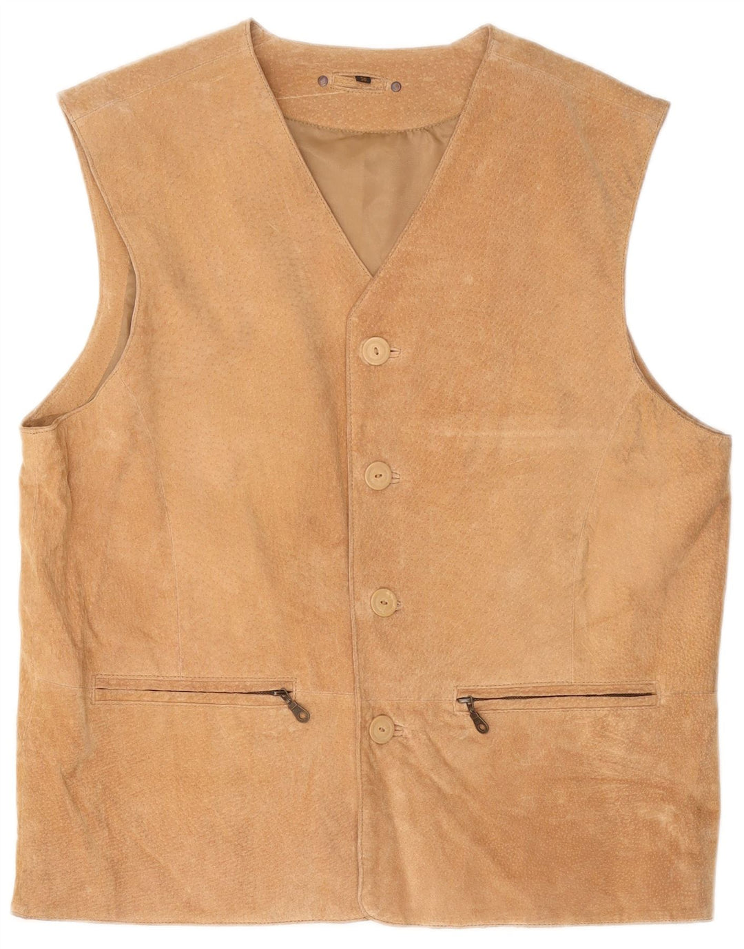 VINTAGE Gilet en Daim Homme IT 56 3XL Cuir Beige