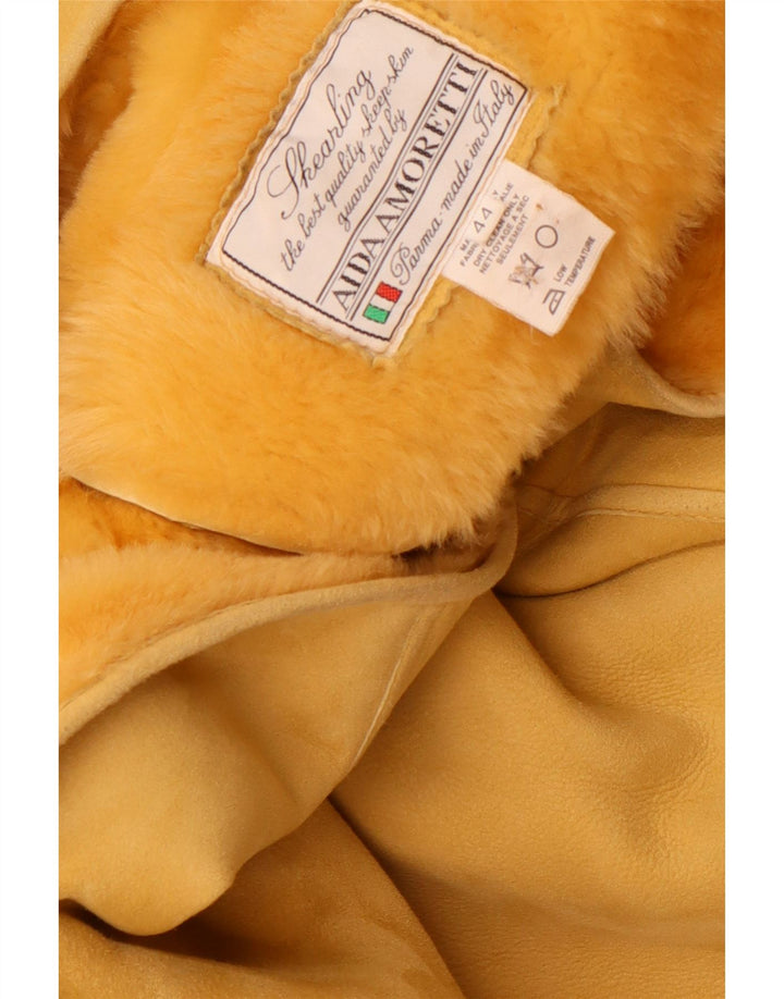 manteau en peau de mouton surdimensionné à double boutonnage vintage pour femme IT 44 Jaune moyen