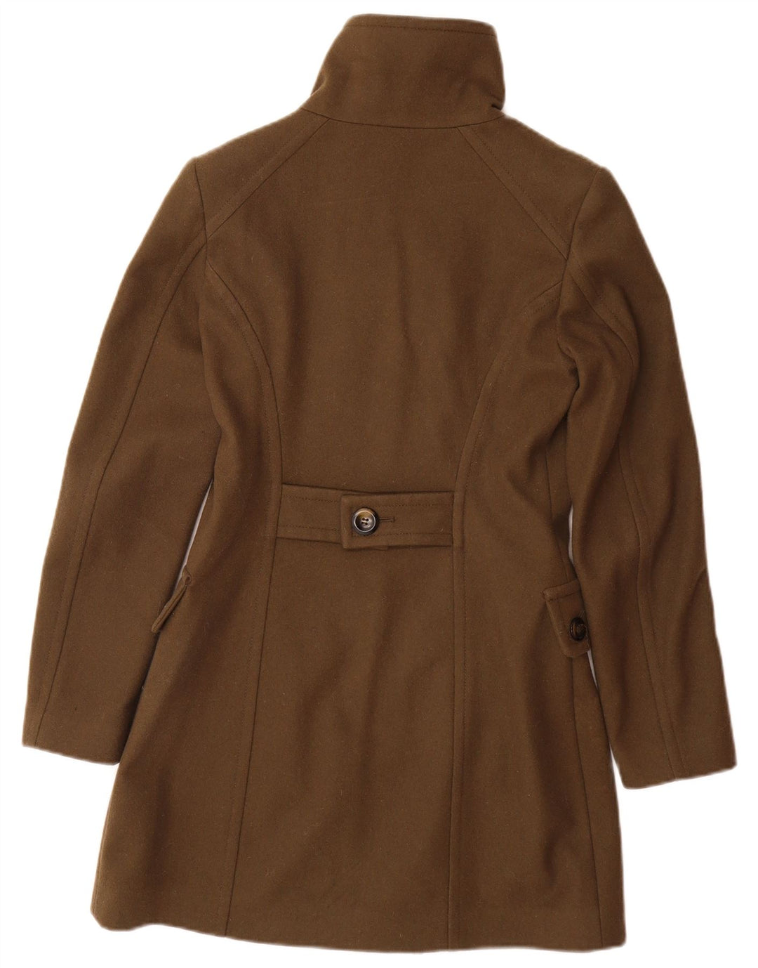 BENETTON Manteau Femme UK 8 Petite Laine Marron