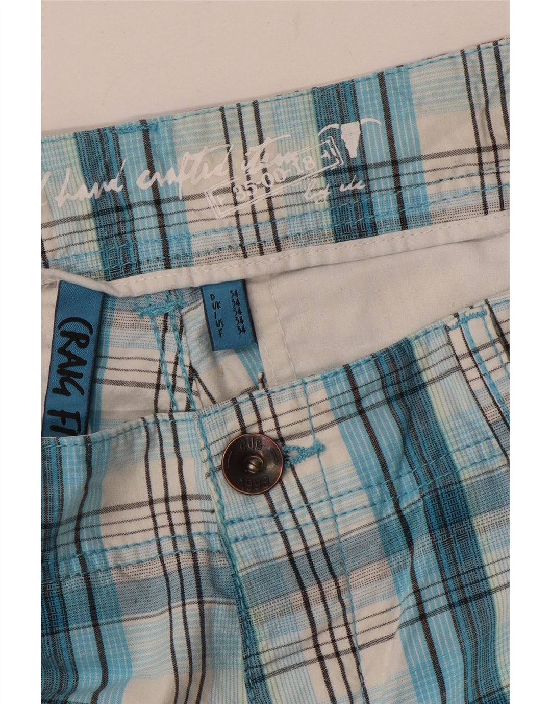 EDC Short cargo pour homme W34 Grand carreaux bleus