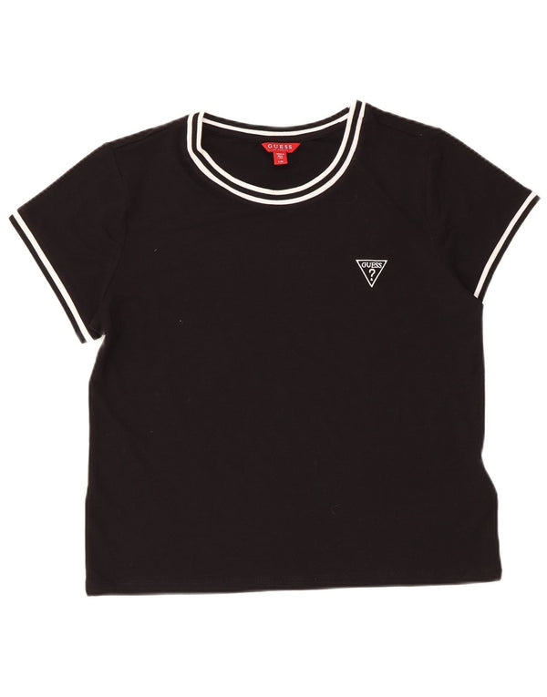 Guess T-Shirt Femme Top UK 14 Large Noir Polyester