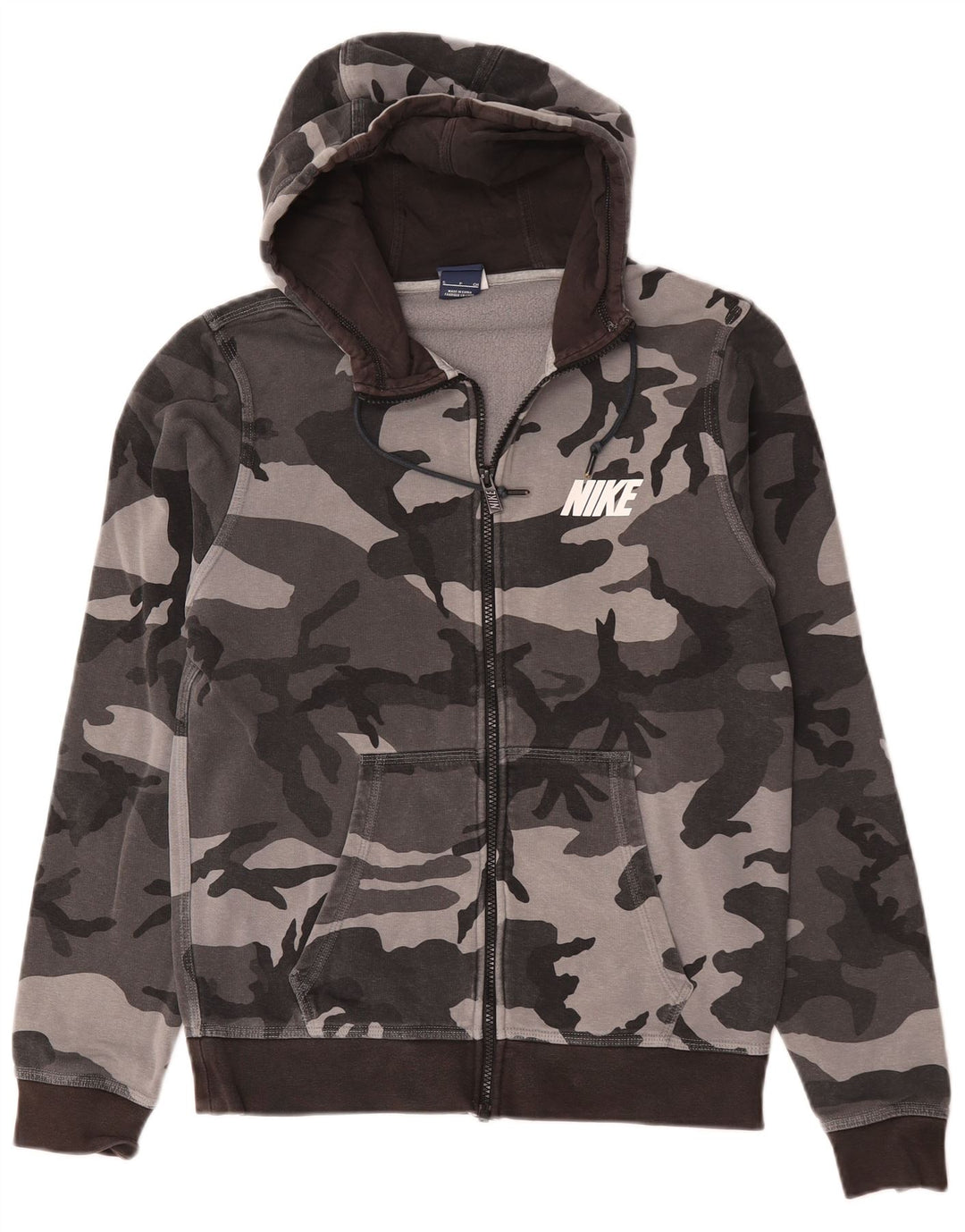 Nike Sweat à capuche zippé pour homme Petit gris camouflage en coton