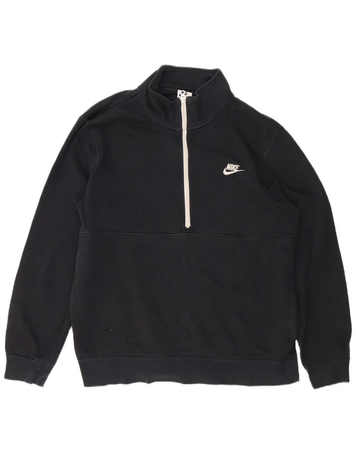 Nike Sweat-shirt à col zippé pour homme Grand coton noir