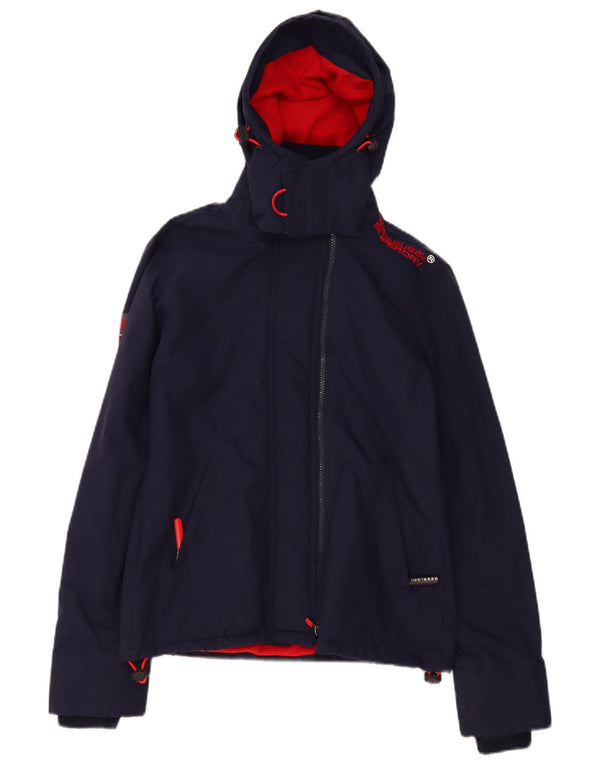 Superdry Veste coupe-vent à capuche Windcheater pour femme UK 10 Small Bleu marine