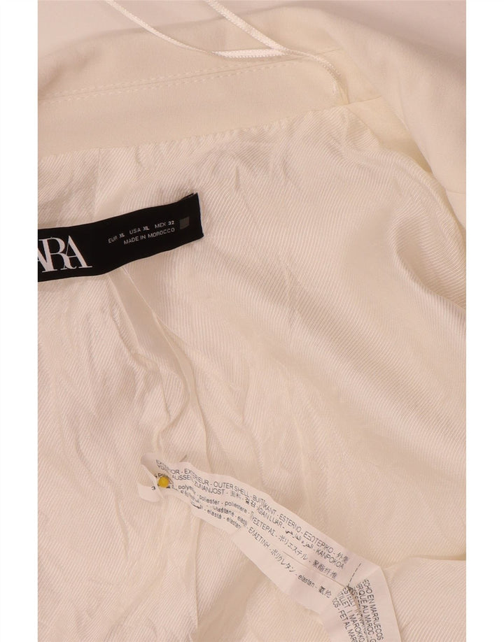 Zara Veste blazer ouverte à manches 3/4 pour femme UK 18 XL Blanc Polyester