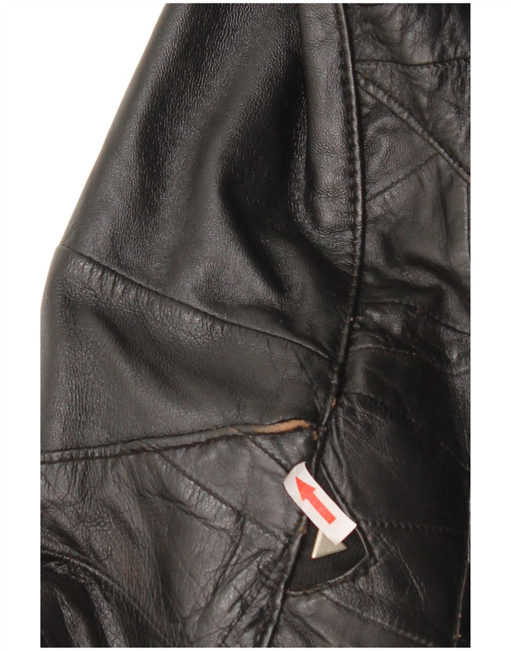 Veste en cuir Bomber femme vintage UK 12 Cuir noir moyen