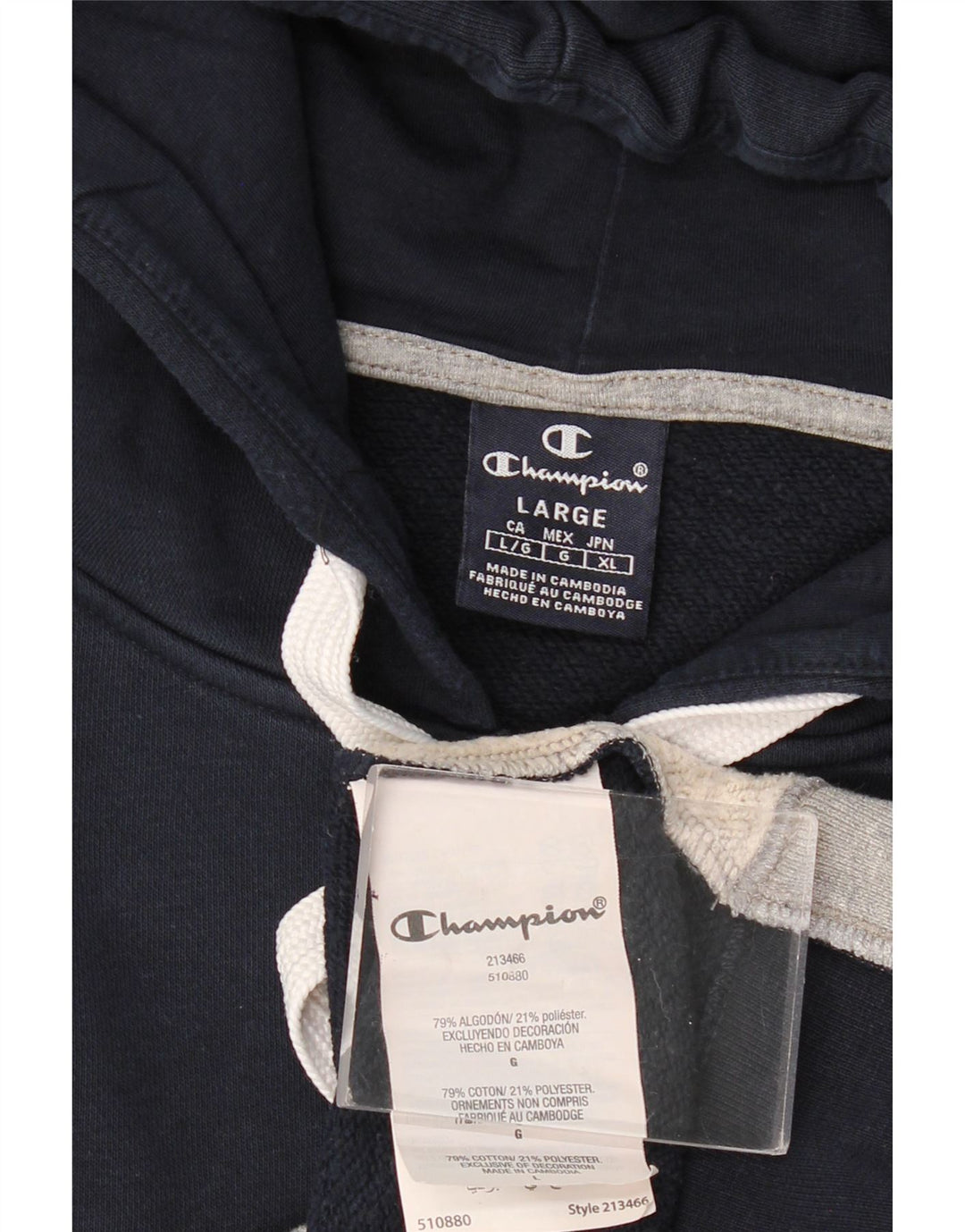 Champion Pull à capuche zippé graphique pour hommes, grand coton color block bleu marine