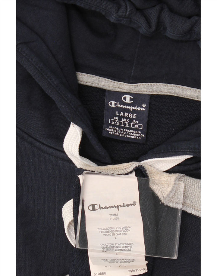 Champion Pull à capuche zippé graphique pour hommes, grand coton color block bleu marine