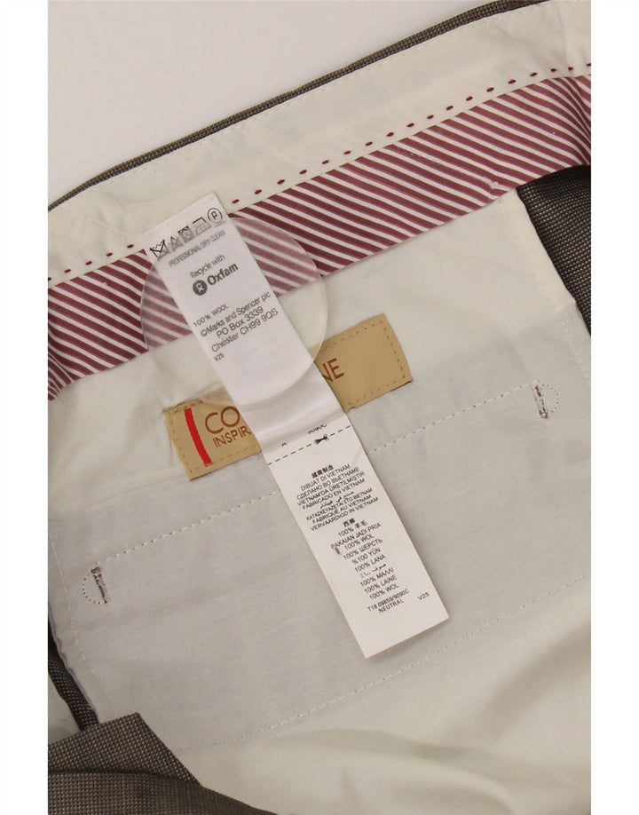 MARKS & SPENCER Pantalon de Costume Droit Homme W38 L31 Laine Marron
