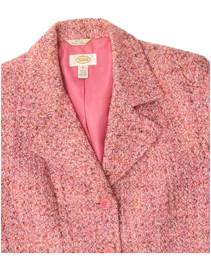 TALBOTS Veste Blazer 3 Boutons Femme US 8 Acrylique Moucheté Rose Moyen