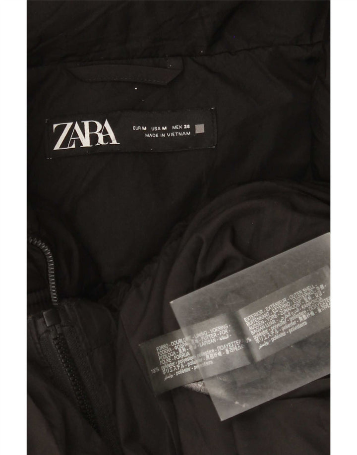 Zara Veste matelassée surdimensionnée à capuche pour femme UK 14 Polyester noir moyen