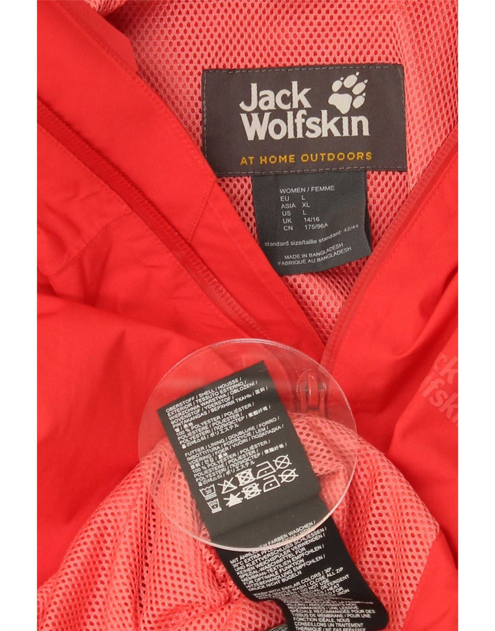 Jack Wolfskin Veste de pluie à capuche pour femme UK 14/16 Large Rouge Polyester