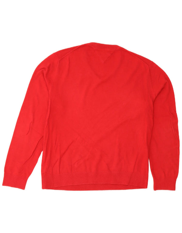 Tommy Hilfiger Pull col V pour homme 2XL Rouge Coton