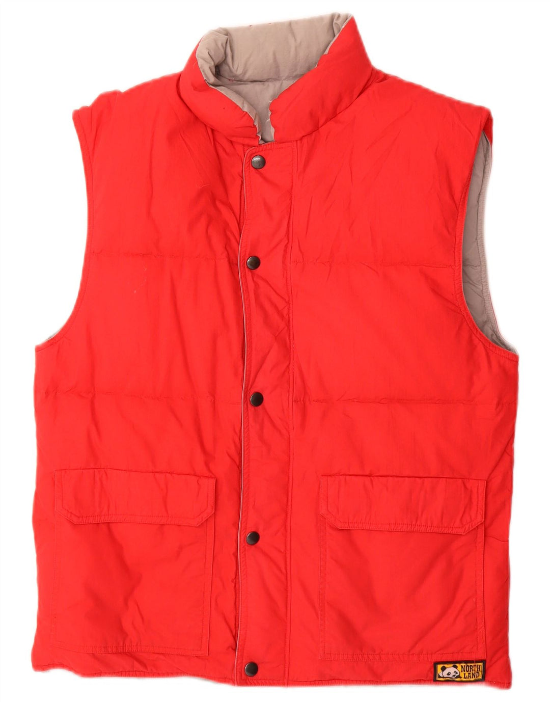 vintage Mens Réversible Rembourré Gilet UK 38 Moyen Rouge Coton
