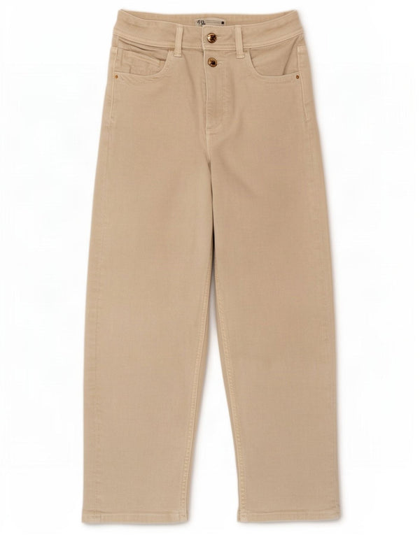 Jean droit femme Zara EU 36 XS W26 L26 Coton Beige