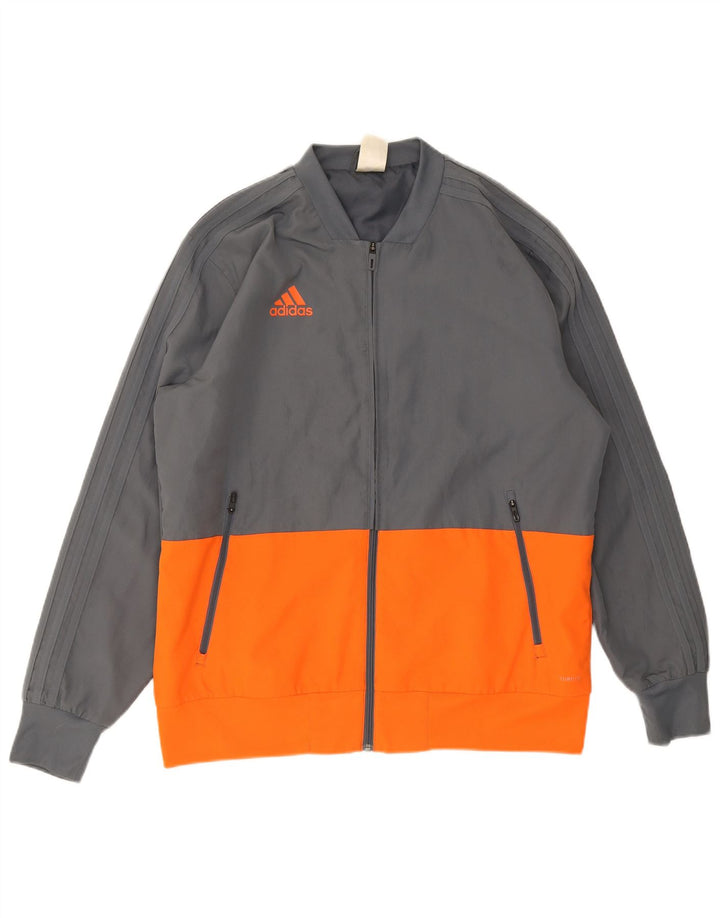 Adidas Veste Bomber Homme UK 40 Large Gris Colorblock Polyester