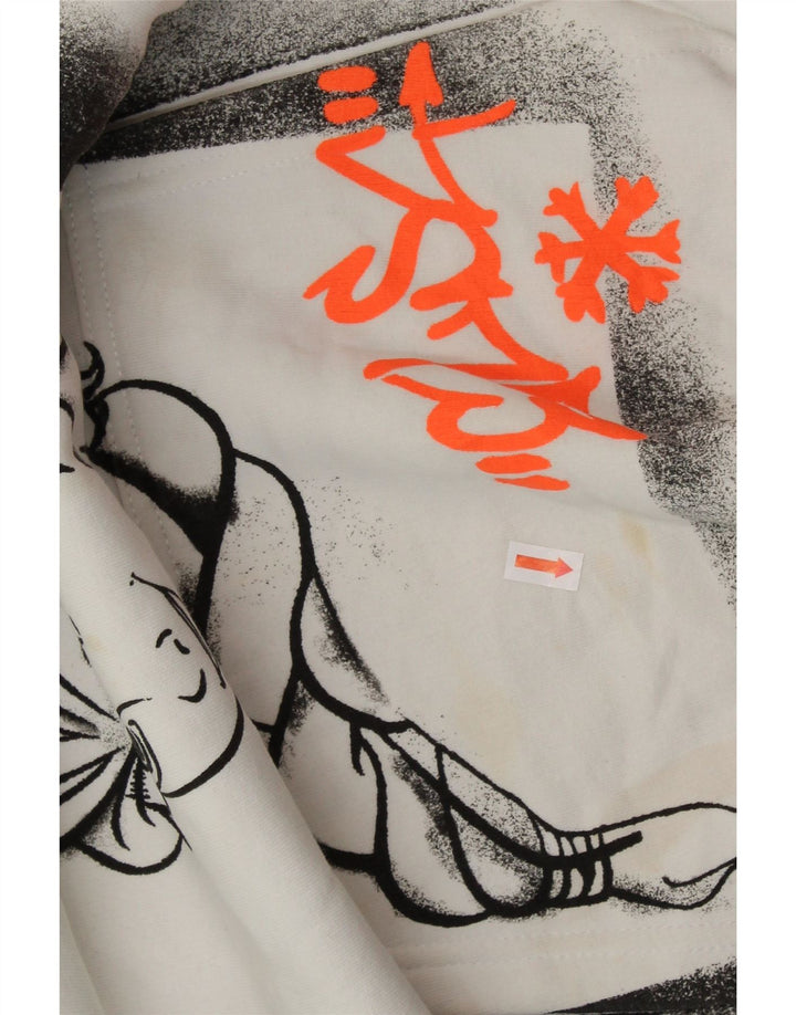 ZARA Femme Frozen Graphic Sweat à capuche UK 10 Petit Blanc