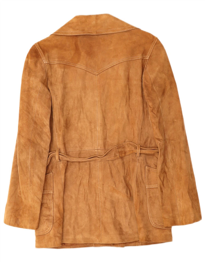 VINTAGE Veste en daim femme UK 14 Marron moyen