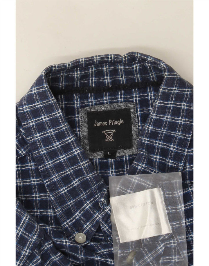 James Pringle Chemise à manches courtes pour homme en coton à carreaux bleu marine