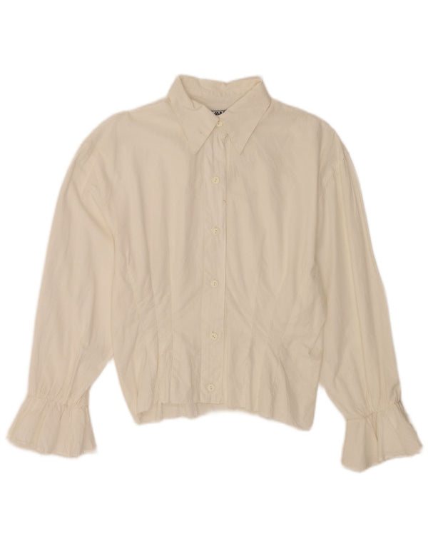 Avant Chemise à manches longues pour femme Coupe régulière UK 8 Petit Coton Blanc