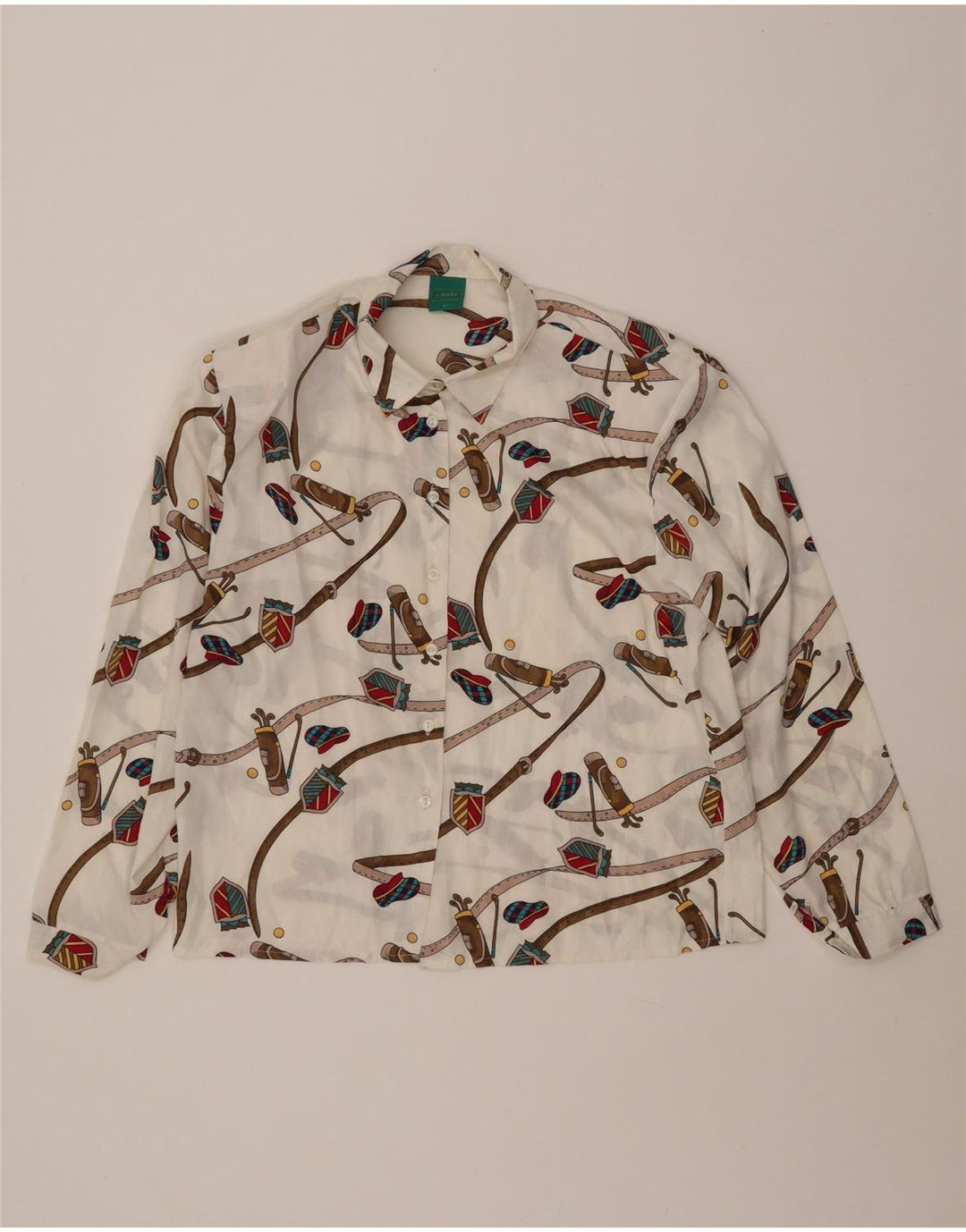 CANDA Chemisier à motif abstrait pour femme IT 46 Large Blanc Polyester