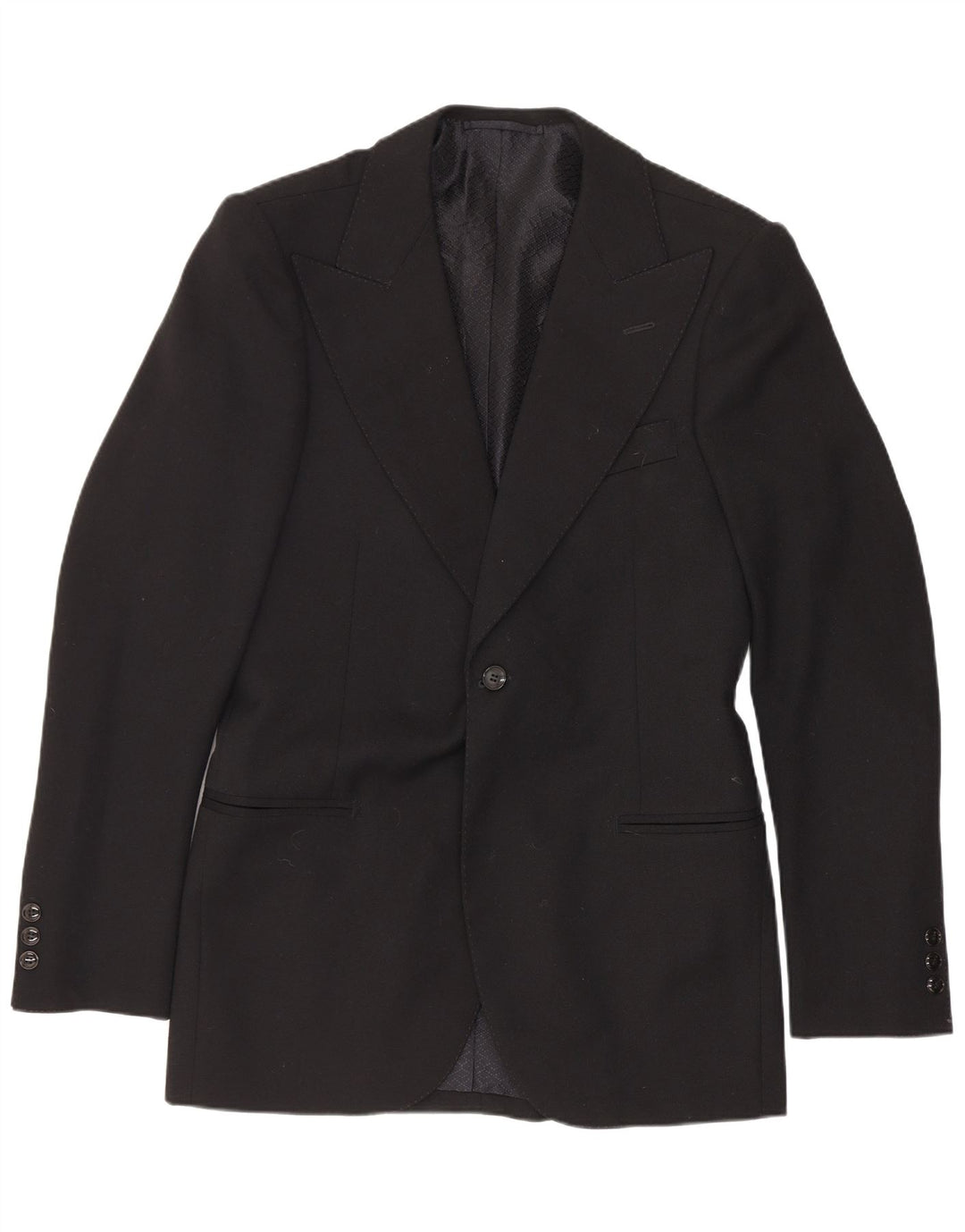 vintage Homme 1 Bouton Blazer Veste UK 36 Petit Noir Classique