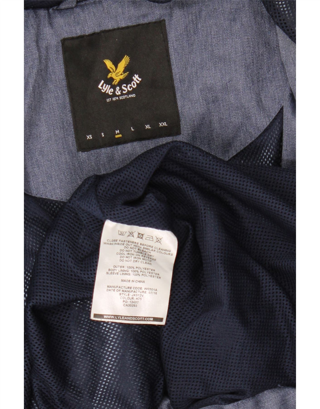 Lyle & Scott Veste de pluie à capuche pour homme UK 38 Bleu moyen Polyester