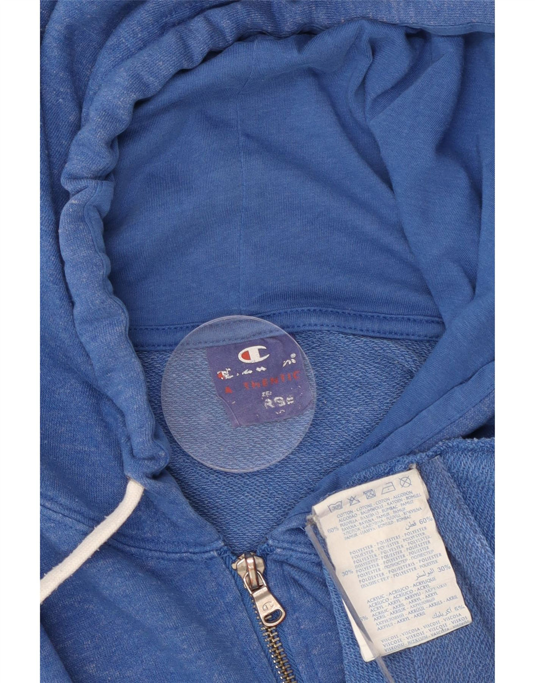 CHAMPION Pull à Capuche Zippé Homme Bleu Moyen Coton Moucheté