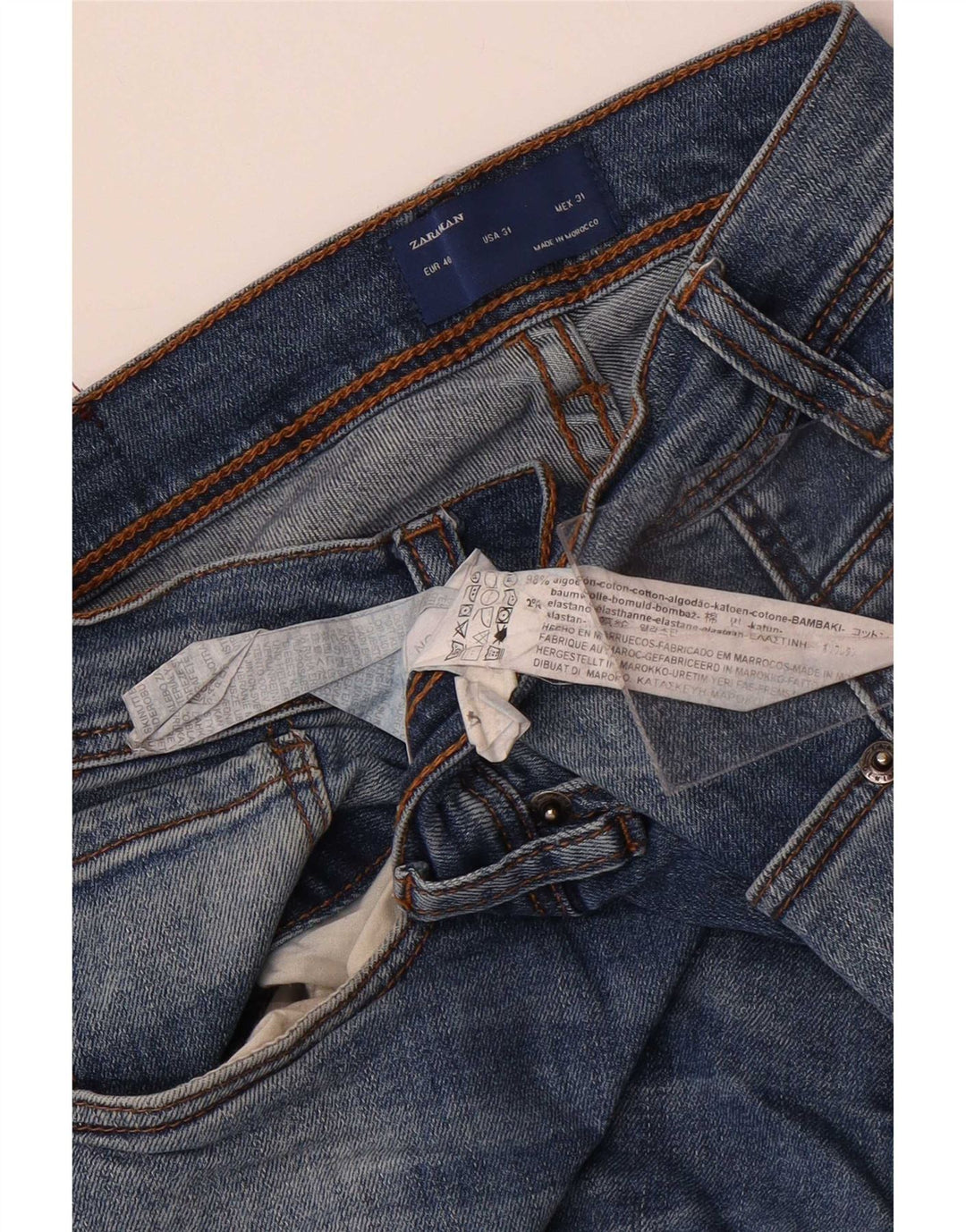 Zara Jean Slim Homme EU 40 Moyen W31 L32 Bleu Coton